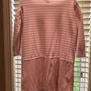 Joan Vass Pink, Cotton, Soft,Cozy summer dress with pockets. Large